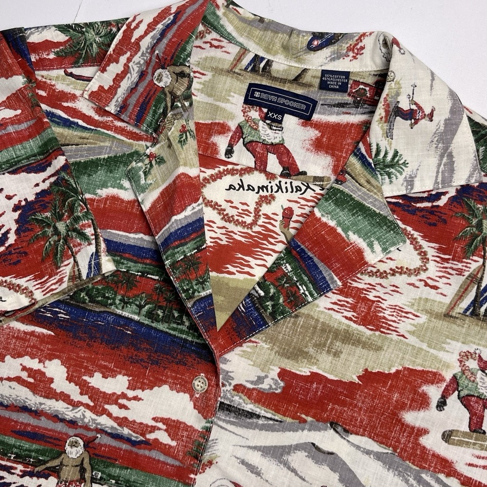 Reyn Spooner Women's XXS Red Mele Kalikimaka Hawaiian Santa Ski Christmas 2019